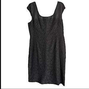 NEW LK Bennet Black Silk Sheath Dress Short Lace Sleeveless Womens 16